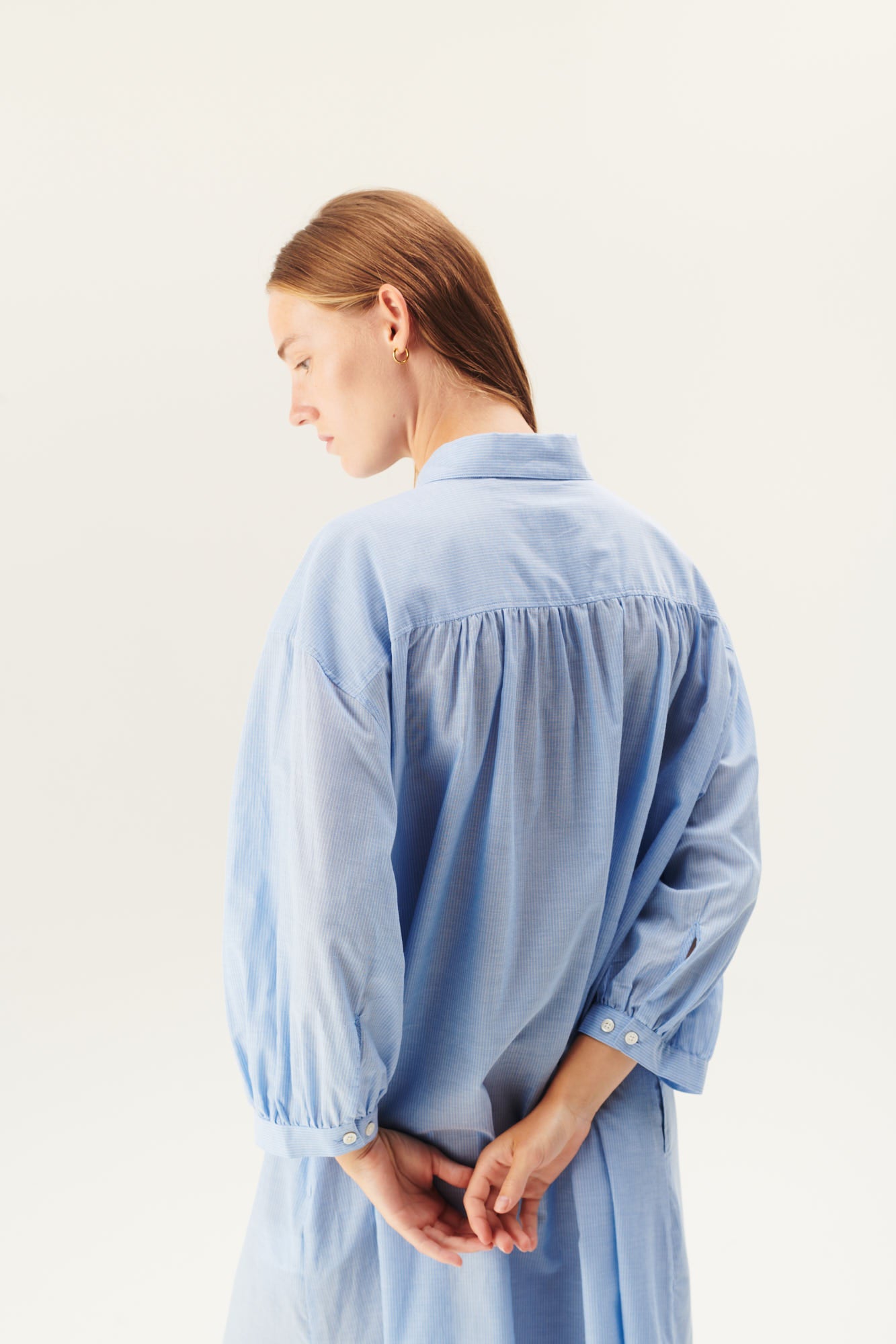 Rue de Tokyo DOUKU COTTON VOILE DRESSES LIGHT BLUE STRIPE