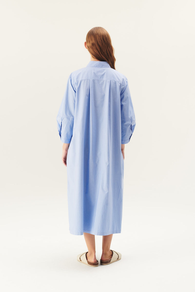 Rue de Tokyo DUNE ORGANIC GARMENT DYED POPLIN DRESSES BEL AIR BLUE