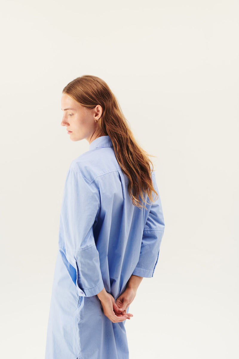 Rue de Tokyo DUNE ORGANIC GARMENT DYED POPLIN DRESSES BEL AIR BLUE