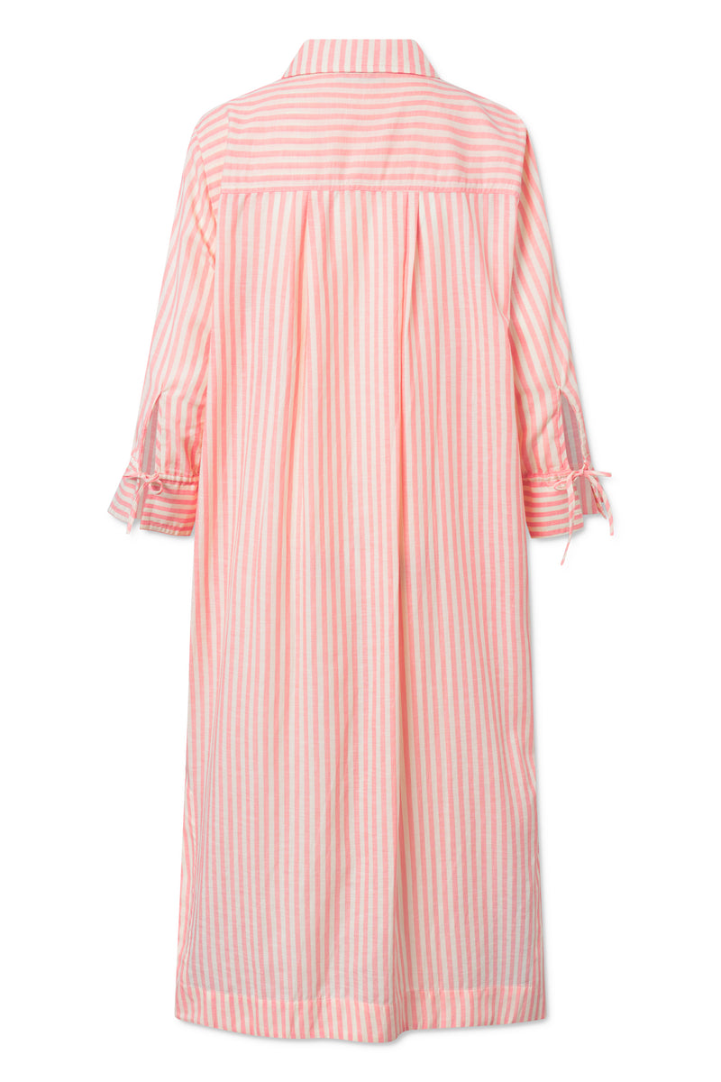 Rue de Tokyo DURI LINEN TENCEL STRIPE DRESSES CORAL IVORY STRIPE