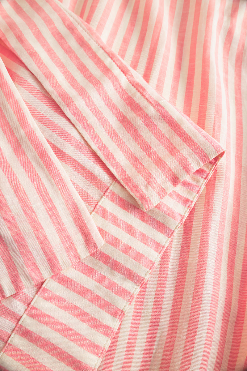 Rue de Tokyo DURI LINEN TENCEL STRIPE DRESSES CORAL IVORY STRIPE