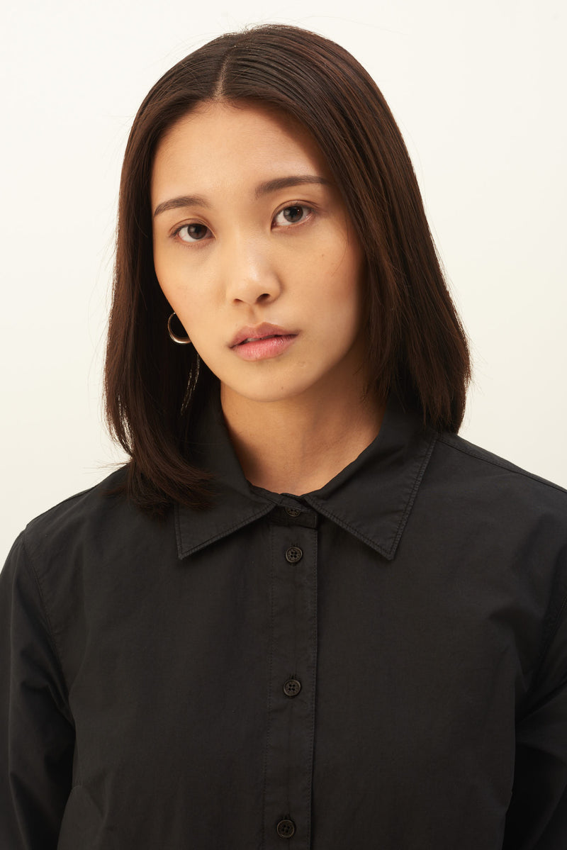 Rue de Tokyo DUSTINE GMTD GARMENT DYED POPLIN DRESSES BLACK