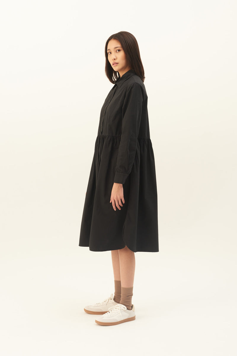 Rue de Tokyo DUSTINE GMTD GARMENT DYED POPLIN DRESSES BLACK