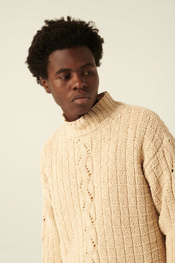 Rue de Tokyo KAMIL CHENILLE KNIT SWEATER LATTE BEIGE