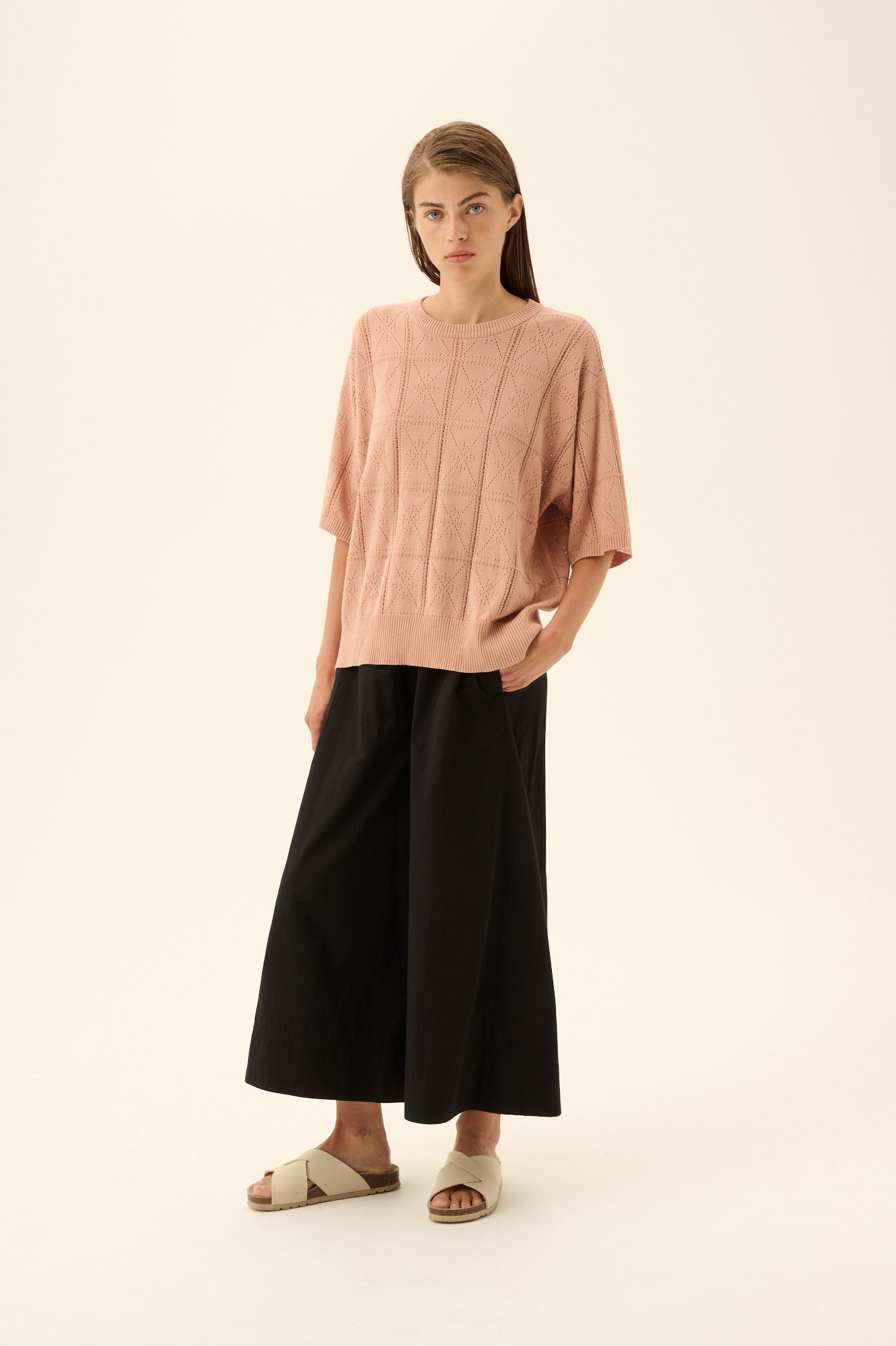 Rue de Tokyo KARA COTTON LINEN KNIT T-Shirts POWDER ROSE