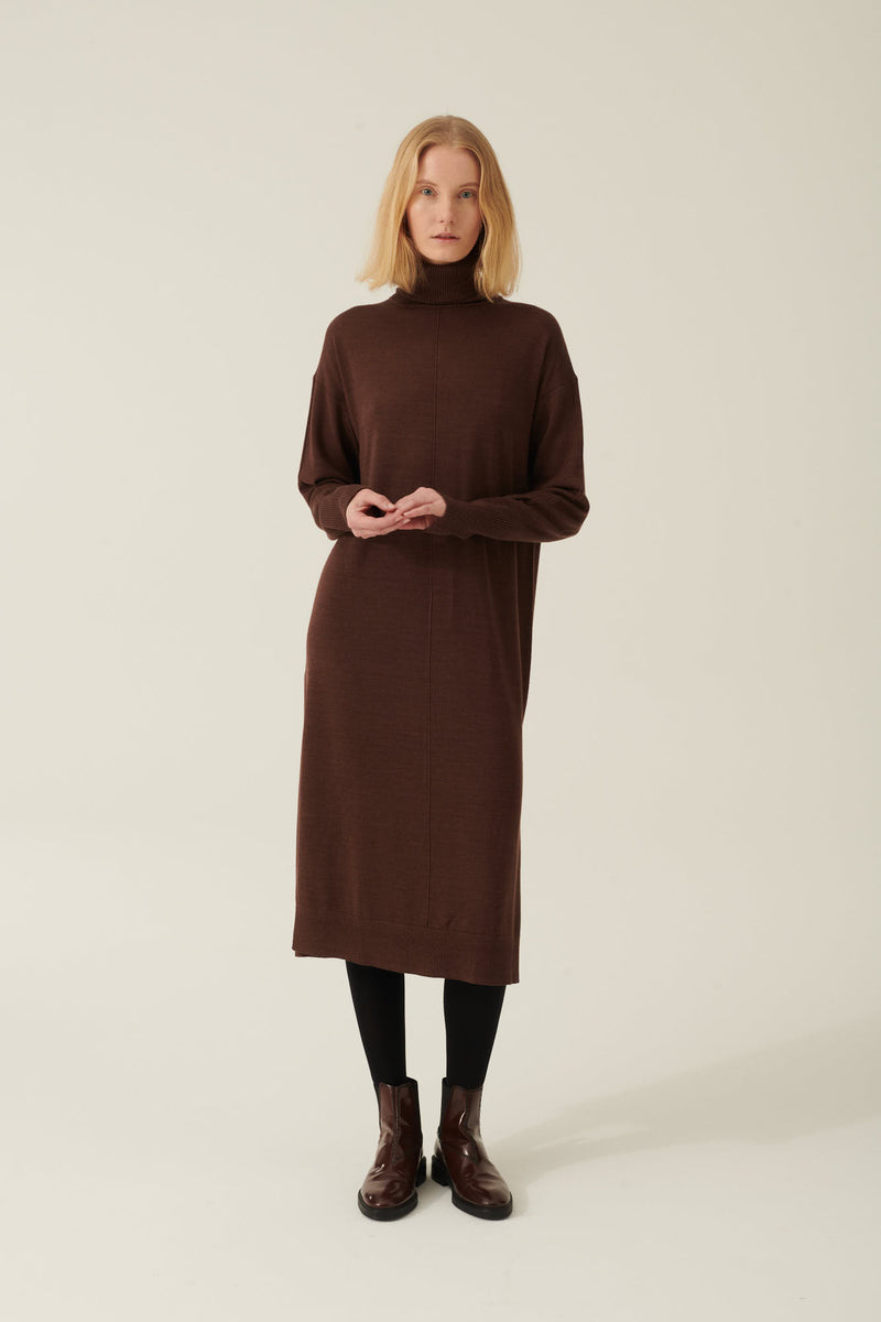 Rue de Tokyo KATJA MERINO KNIT DRESSES BROWN