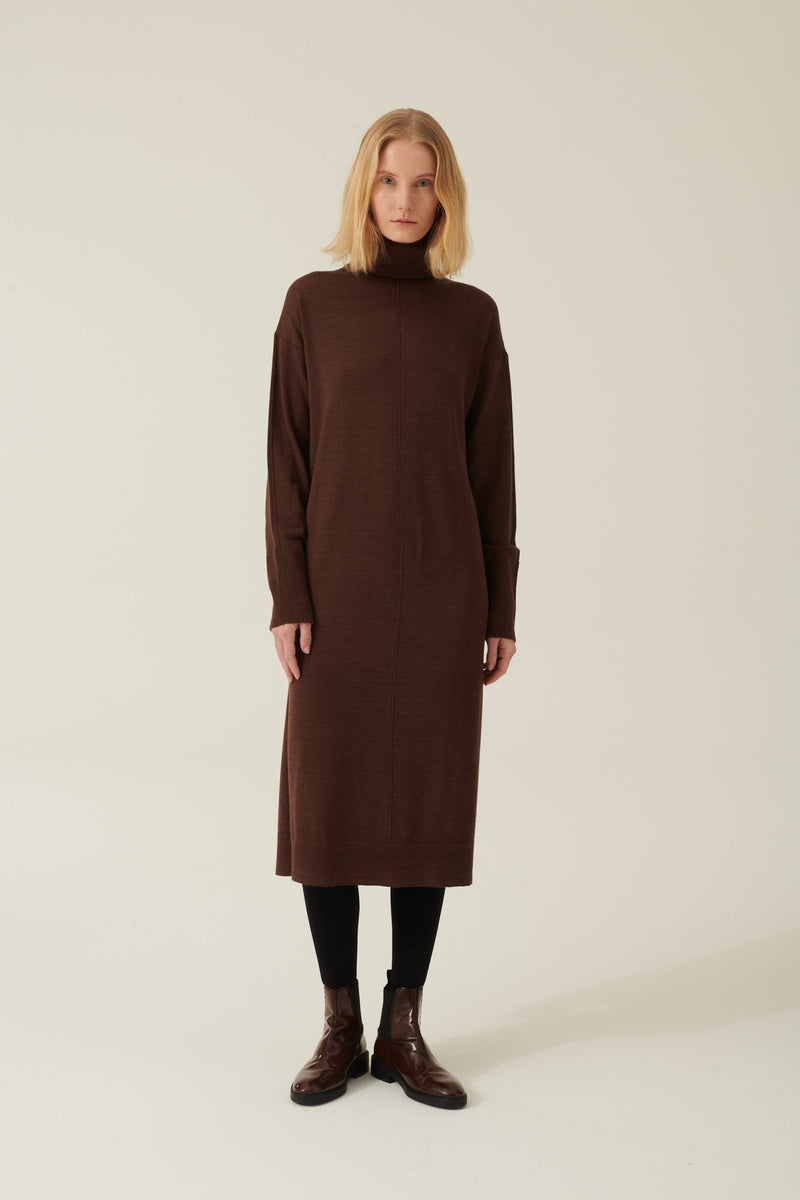 Rue de Tokyo KATJA MERINO KNIT DRESSES BROWN