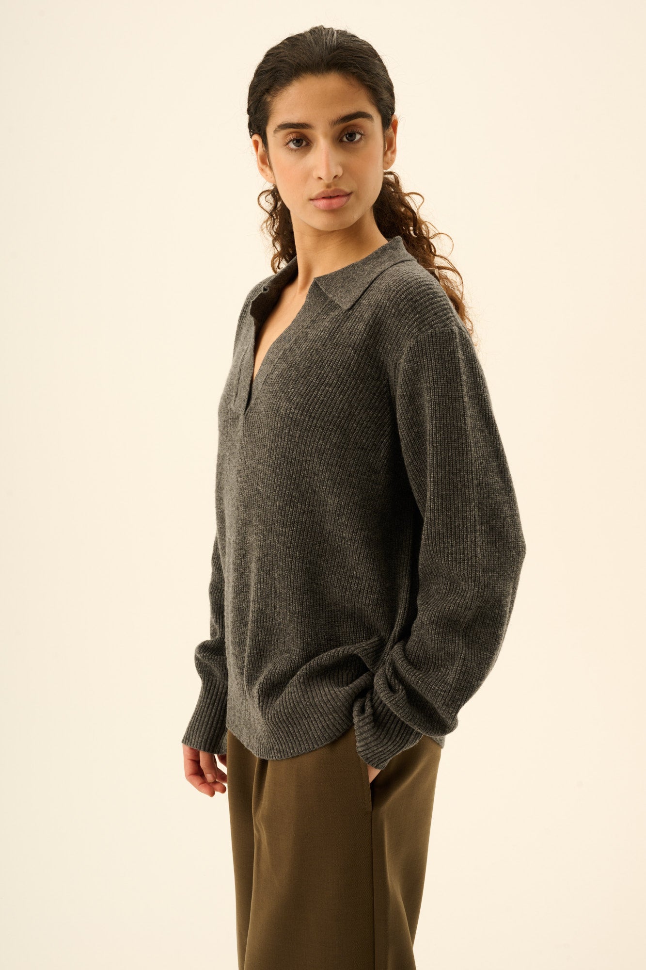 Rue de Tokyo KEITA MERINO CASHMERE Sweater DARK GREY MELANGE