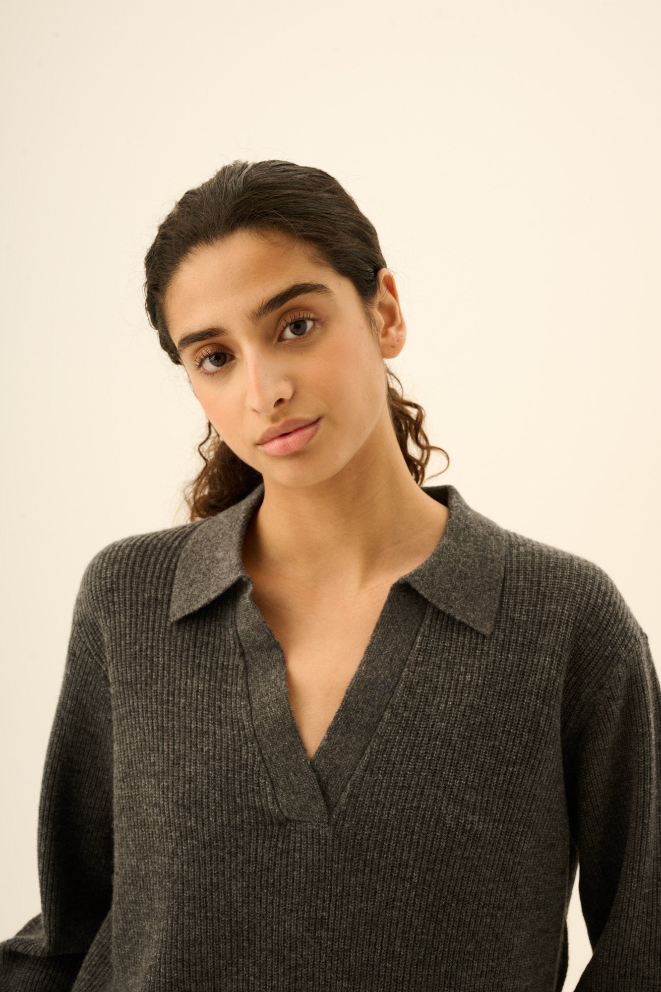 Rue de Tokyo KEITA MERINO CASHMERE Sweater DARK GREY MELANGE