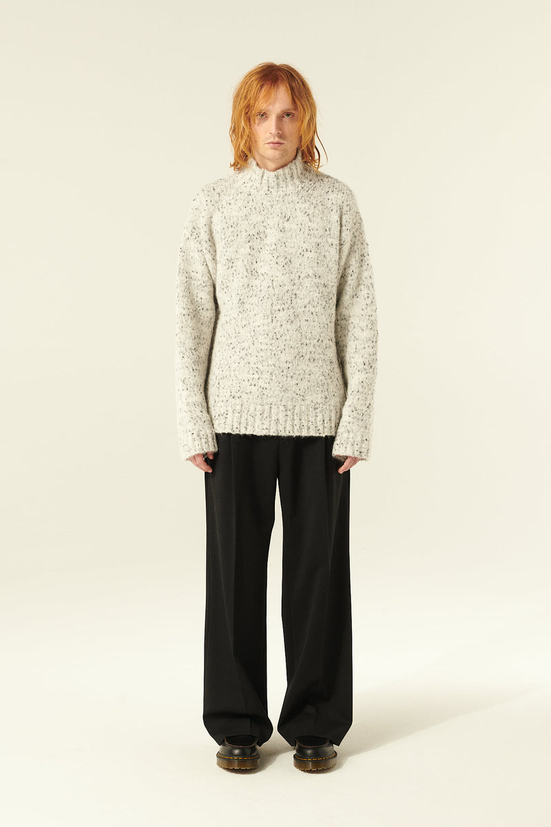 Rue de Tokyo KENT PUFF ALPACA KNIT SWEATER SNOW WHITE / BLACK