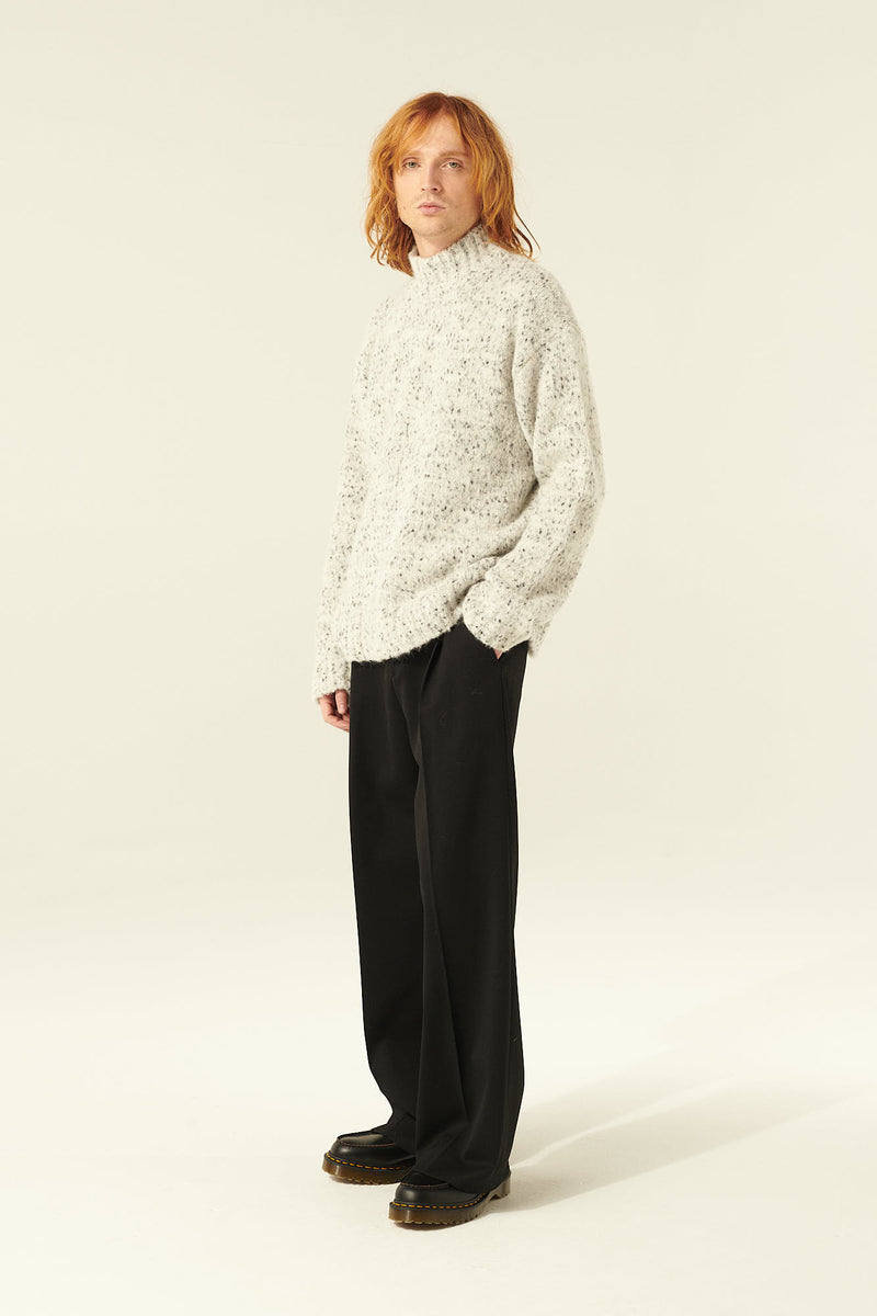 Rue de Tokyo KENT PUFF ALPACA KNIT SWEATER SNOW WHITE / BLACK