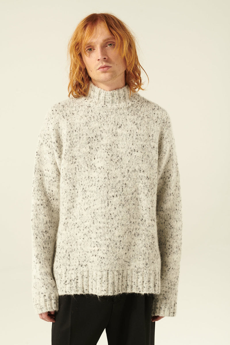 Rue de Tokyo KENT PUFF ALPACA KNIT SWEATER SNOW WHITE / BLACK