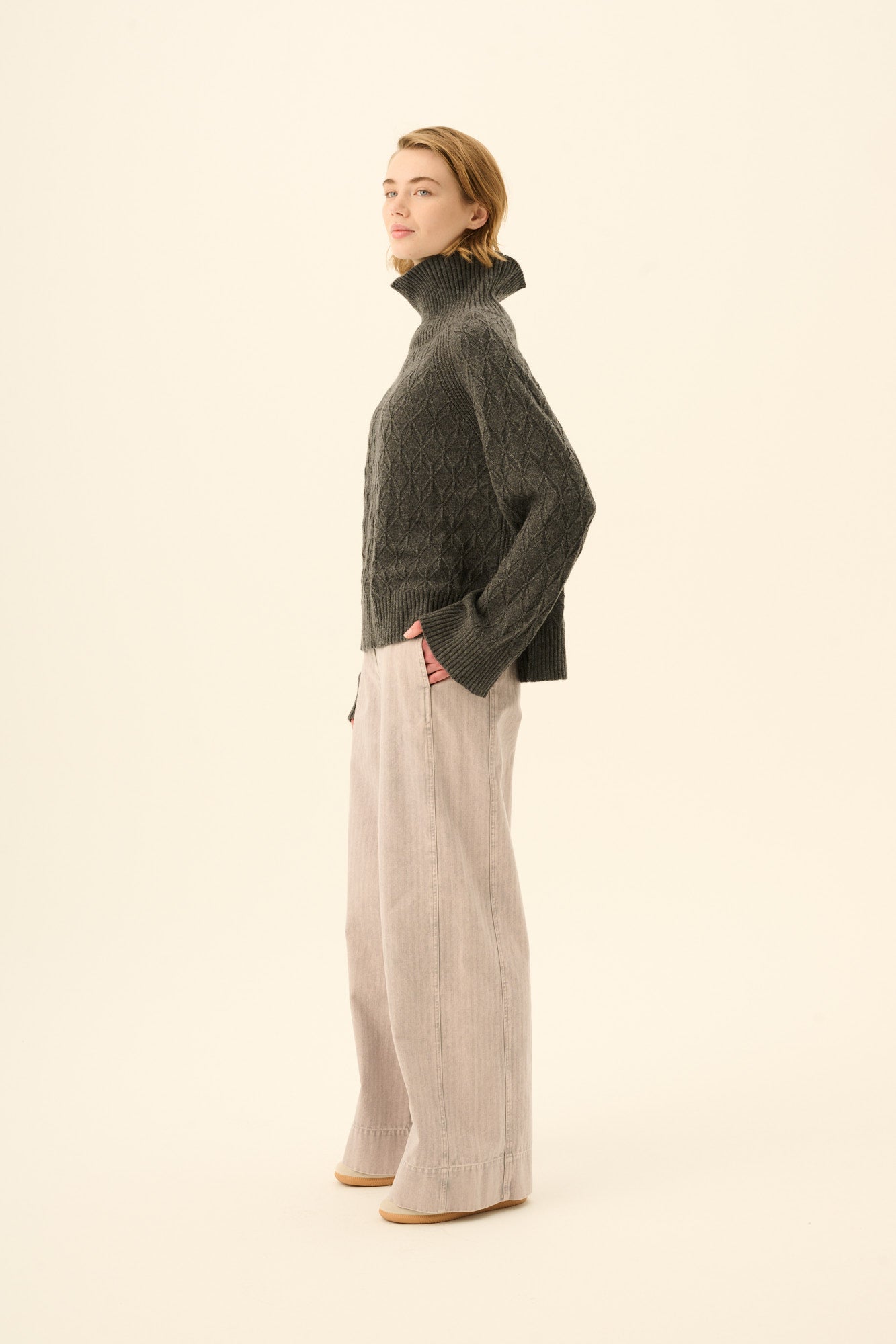 Rue de Tokyo KIMIKO MERINO CASHMERE Sweater DARK BROWN MELANGE