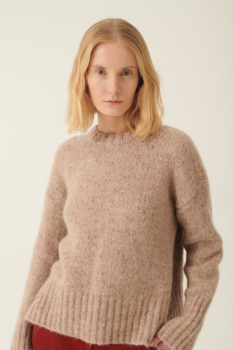 Rue de Tokyo KIM PUFF ALPACA KNIT SWEATER BEIGE / PINK