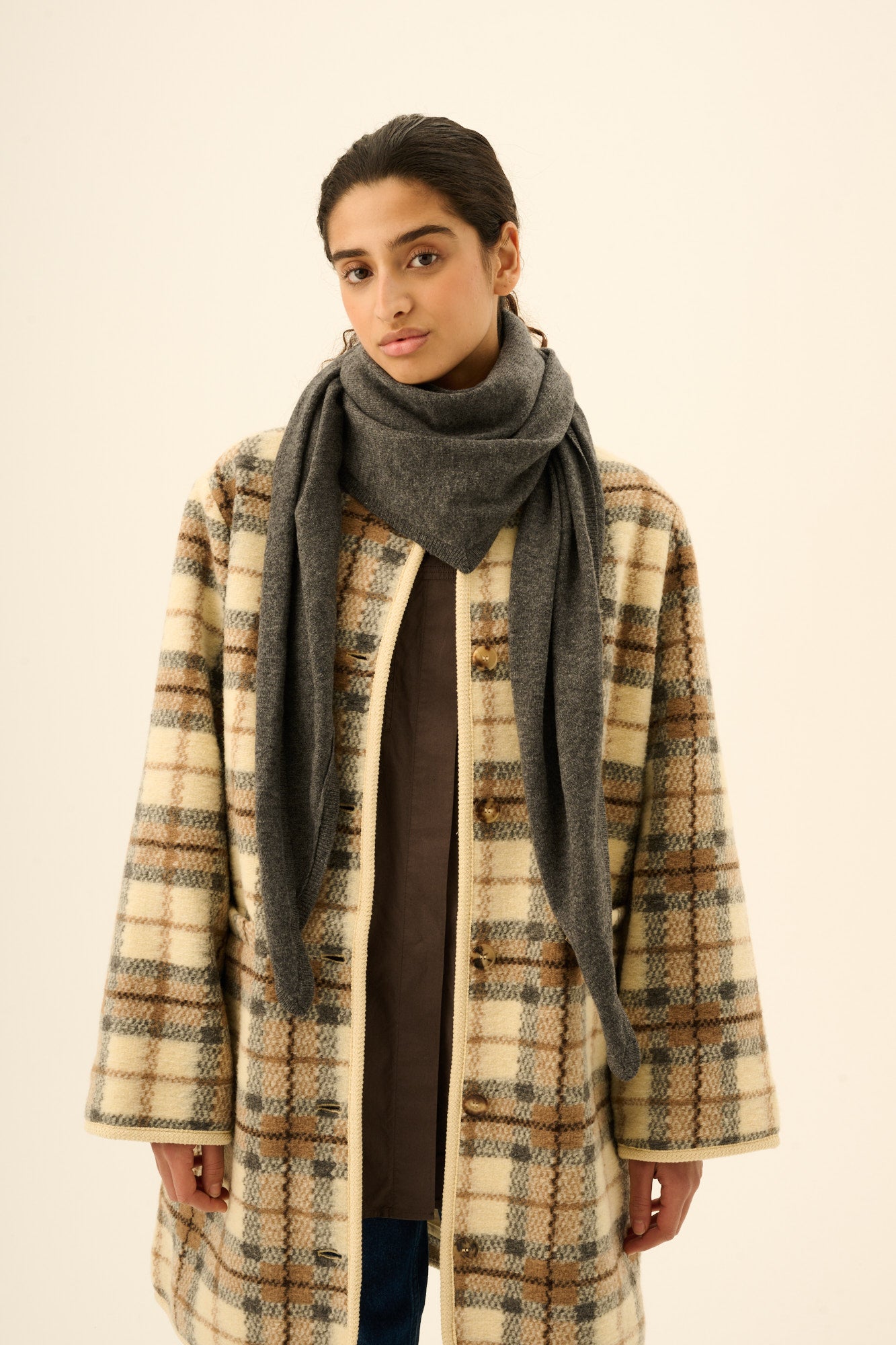 Rue de Tokyo KISHORI MERINO CASHMERE Scarf DARK GREY MELANGE