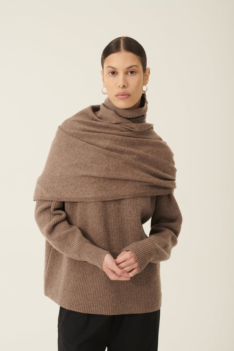 Rue de Tokyo KISHORI WOOL CASHMERE BLEND ACCESSORIES BROWN