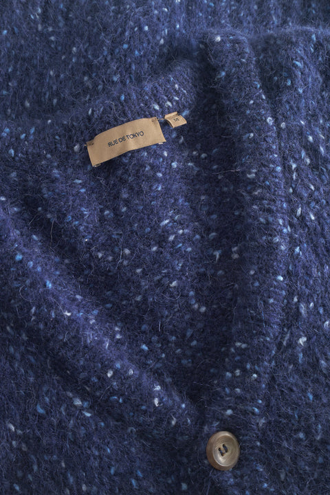 Rue de Tokyo KONRAD PUFF ALPACA KNIT SWEATER INDIGO / WHITE