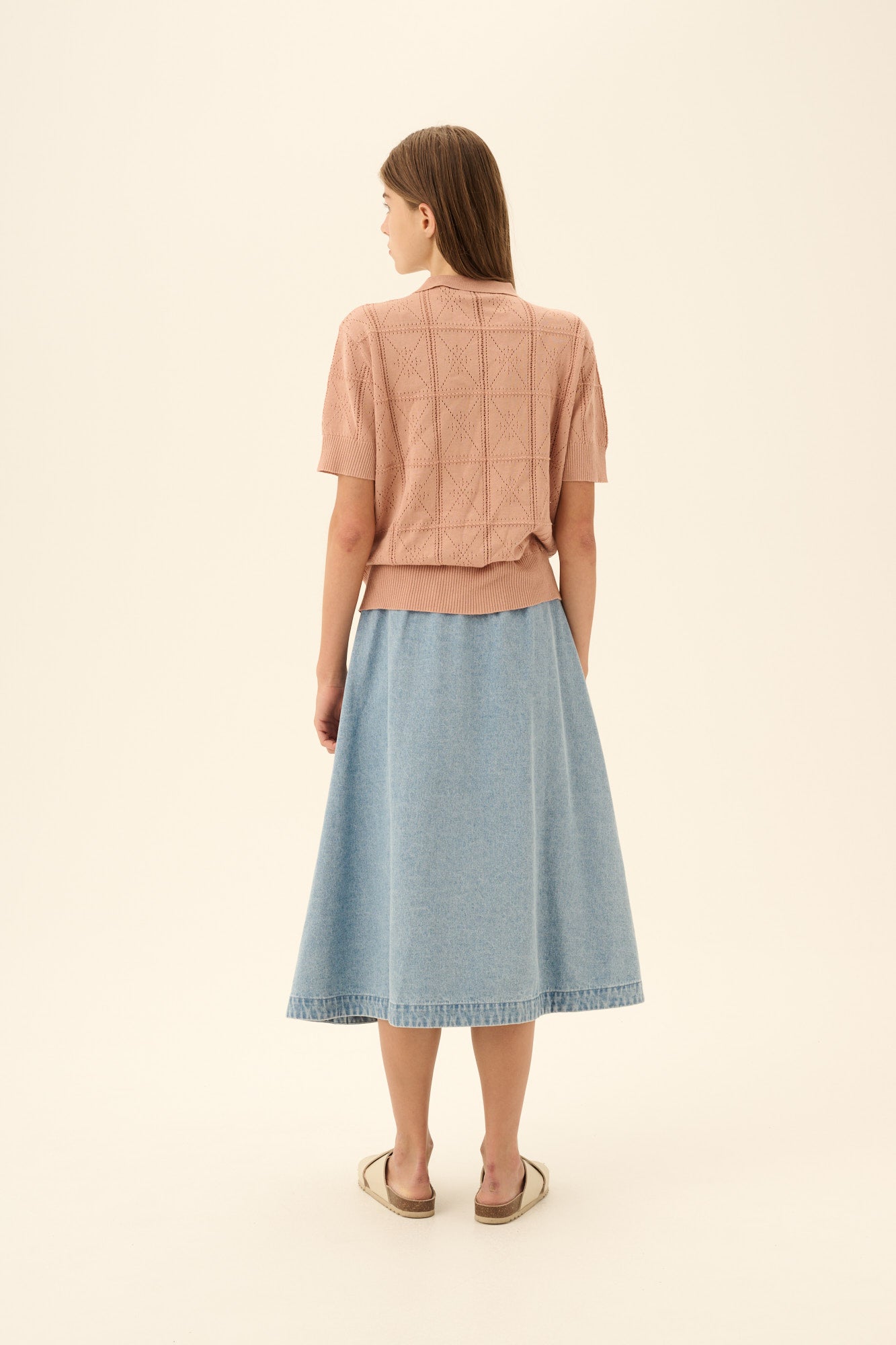 Rue de Tokyo KURI COTTON LINEN KNIT T-Shirts POWDER ROSE