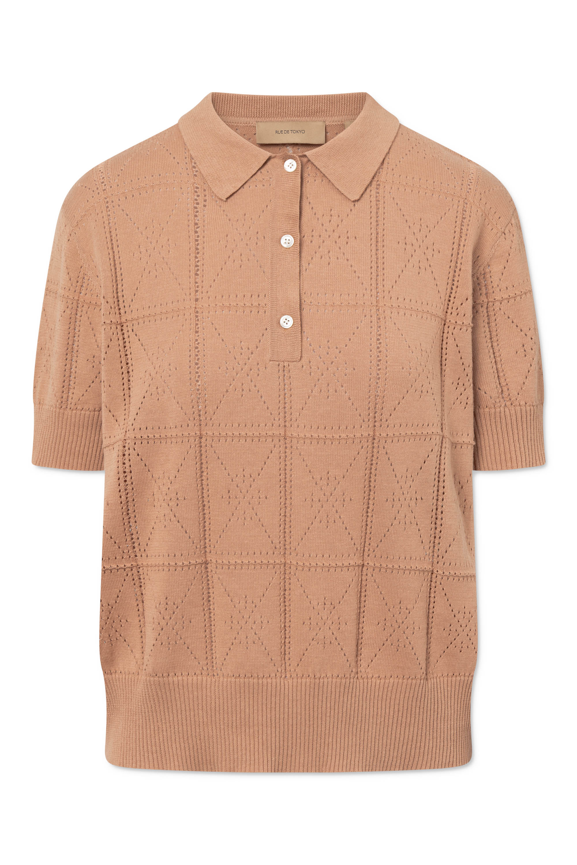 Rue de Tokyo KURI COTTON LINEN KNIT T-Shirts POWDER ROSE