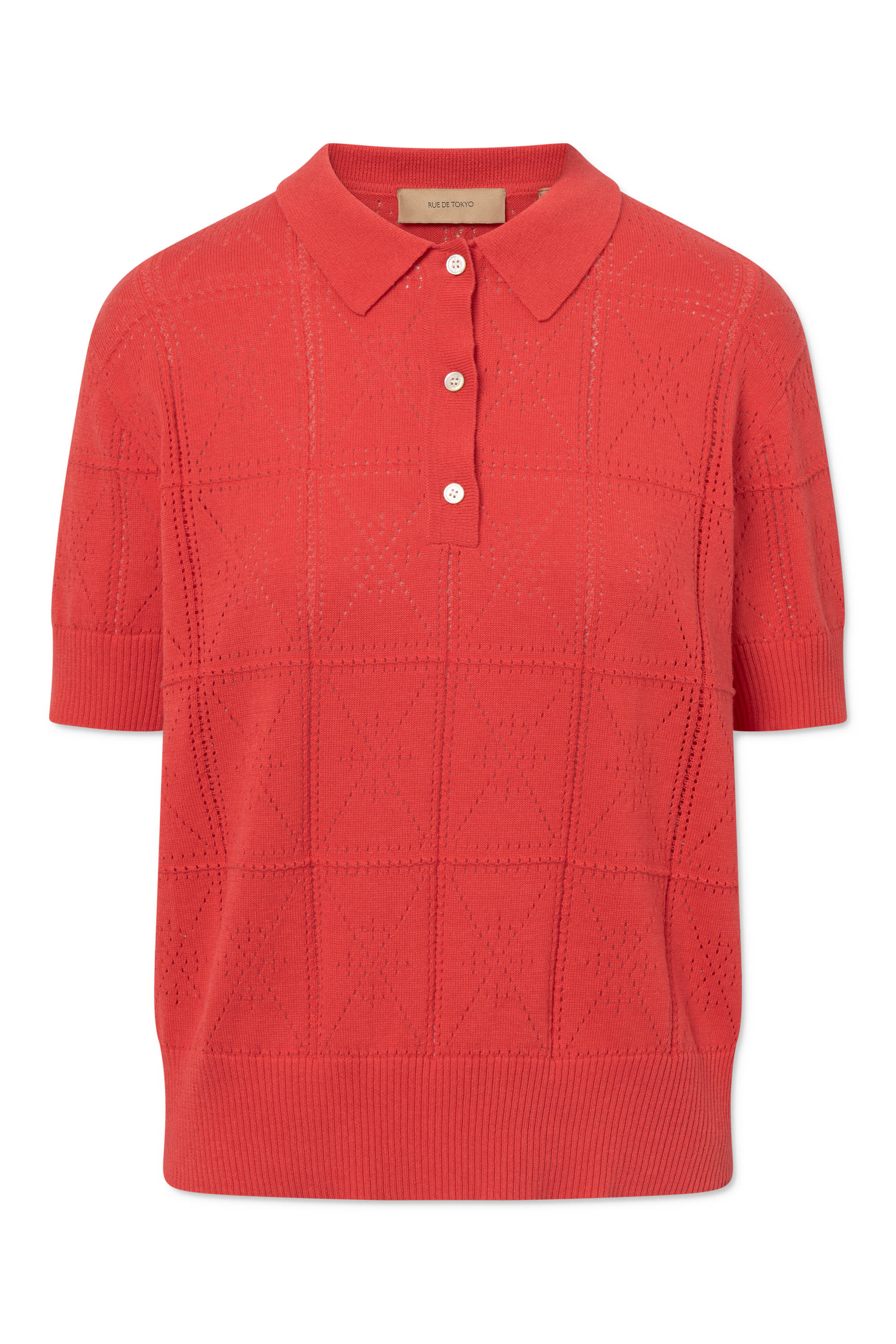 Rue de Tokyo KURI COTTON LINEN KNIT T-Shirts RASPBERRY RED