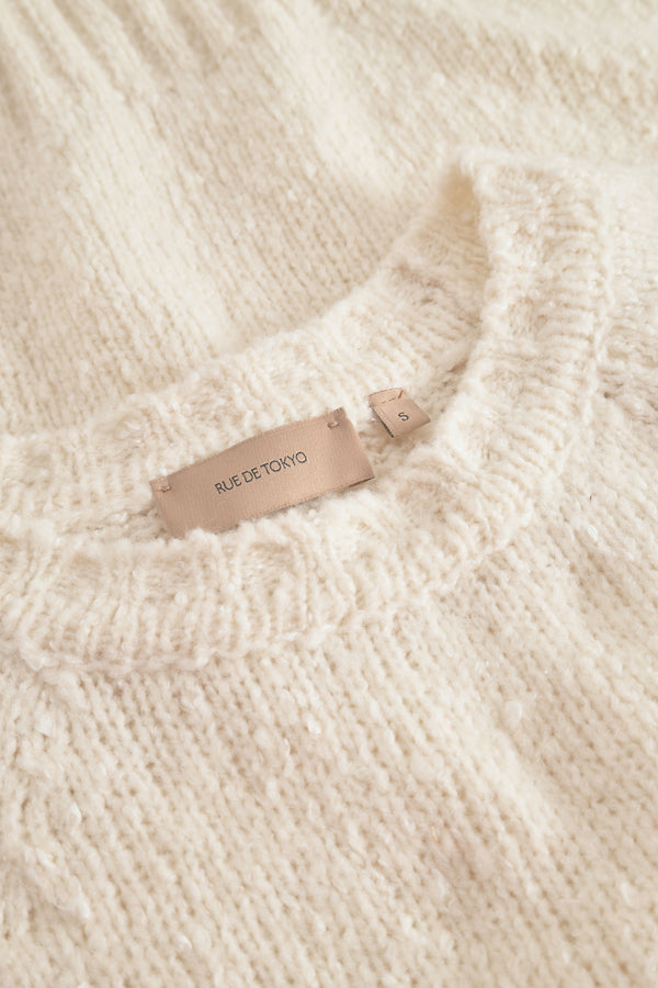 Rue de Tokyo KYRSTEN MERINO SILK BUBBLE KNIT SWEATER IVORY