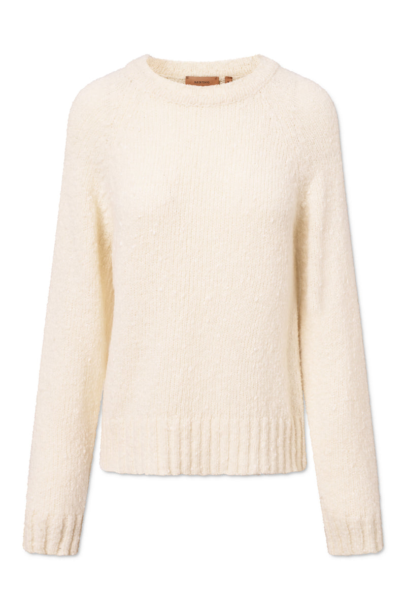 Rue de Tokyo KYRSTEN MERINO SILK BUBBLE KNIT SWEATER IVORY