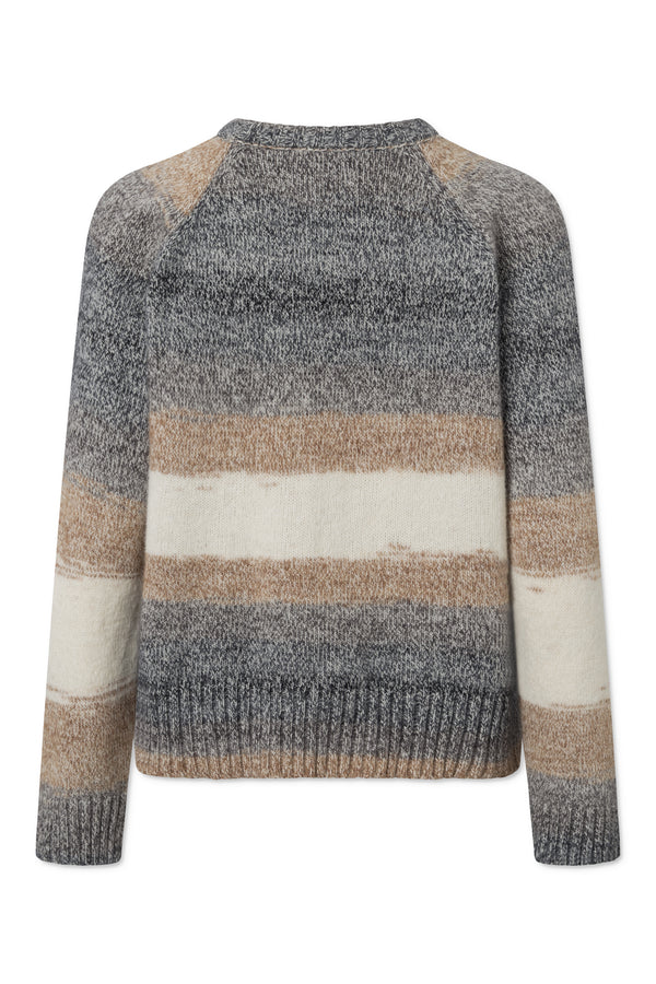 Rue de Tokyo KYRSTEN WOOL ALPACA KNITWEAR WHITE/BEIGE/DARK GREEN STRIPE