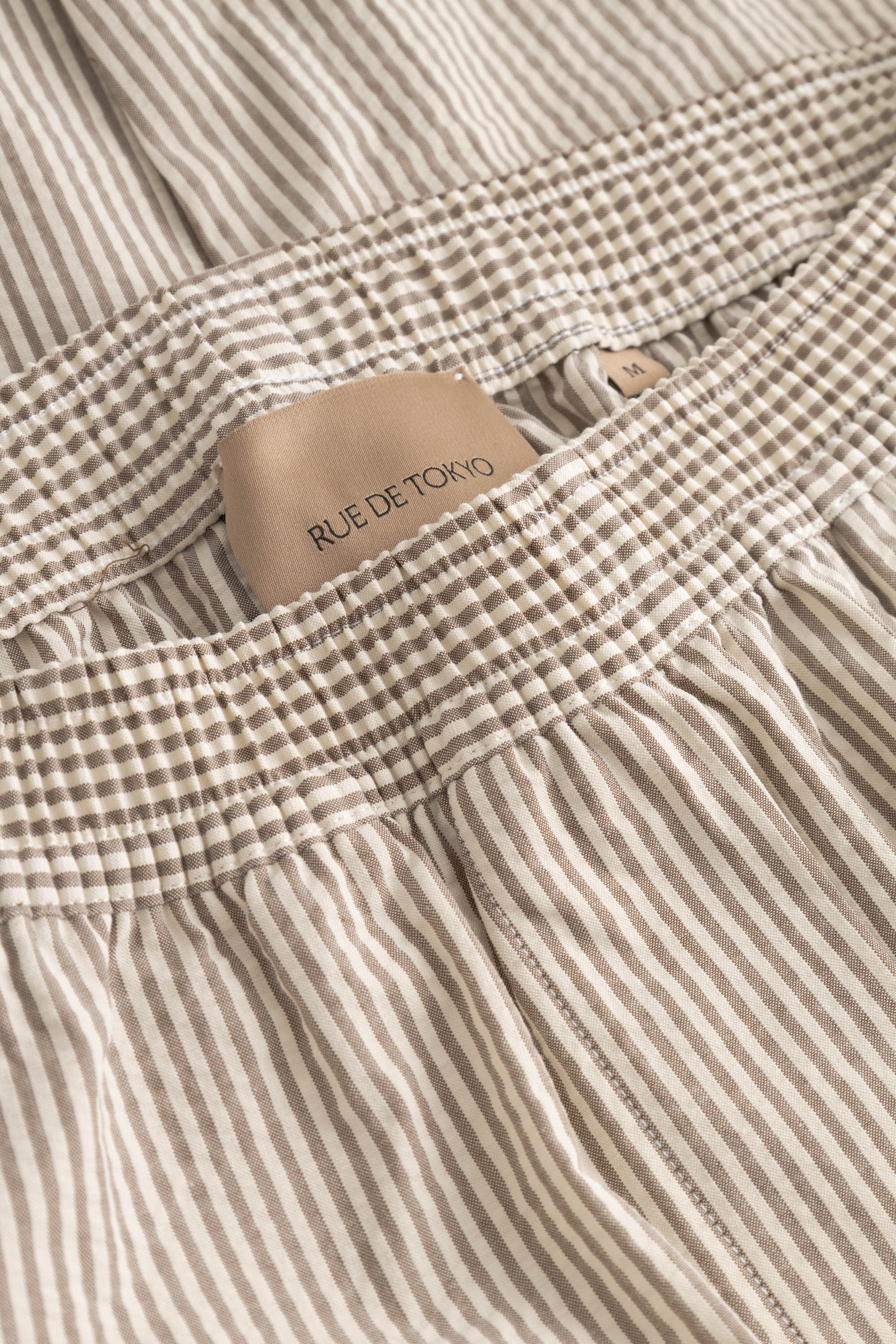 Rue de Tokyo PALLA HEAVY SEERSUCKER STR Pants BROWN STRIPE