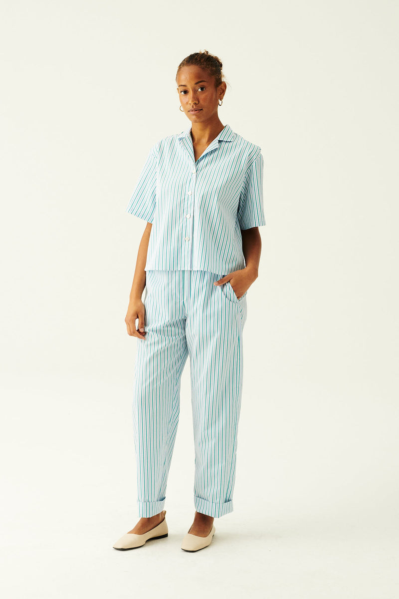 Rue de Tokyo PALLA STRIPED COTTON PANTS