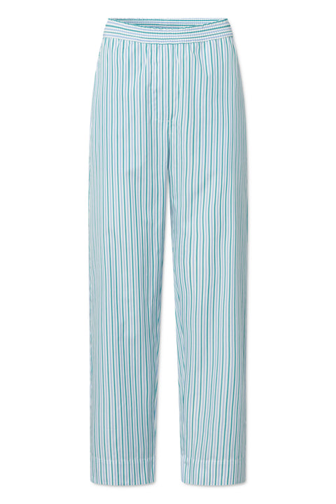 Rue de Tokyo PALLA STRIPED COTTON PANTS LIGHT BLUE/GREEN STRIPE