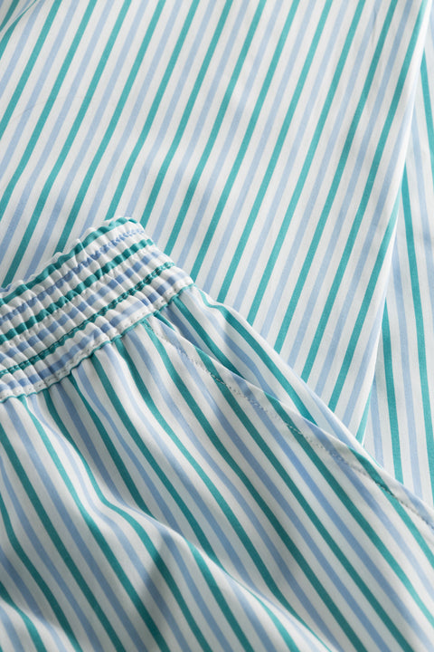 Rue de Tokyo PALLA STRIPED COTTON PANTS LIGHT BLUE/GREEN STRIPE