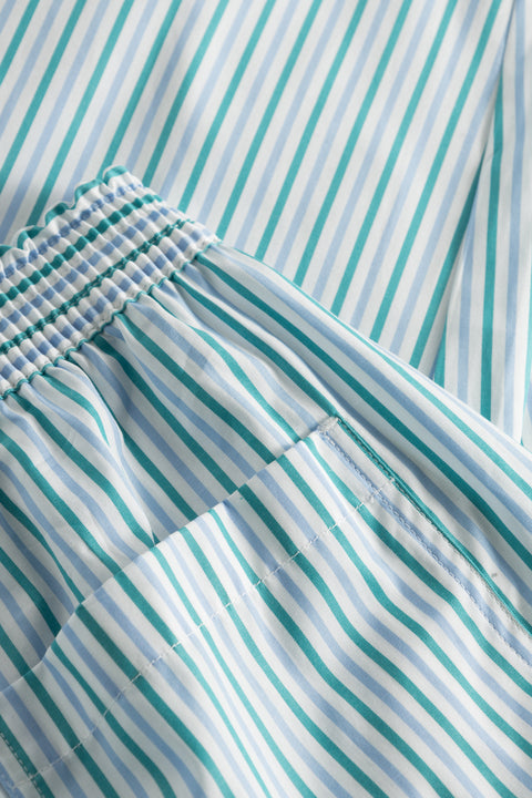 Rue de Tokyo PALLA STRIPED COTTON PANTS LIGHT BLUE/GREEN STRIPE