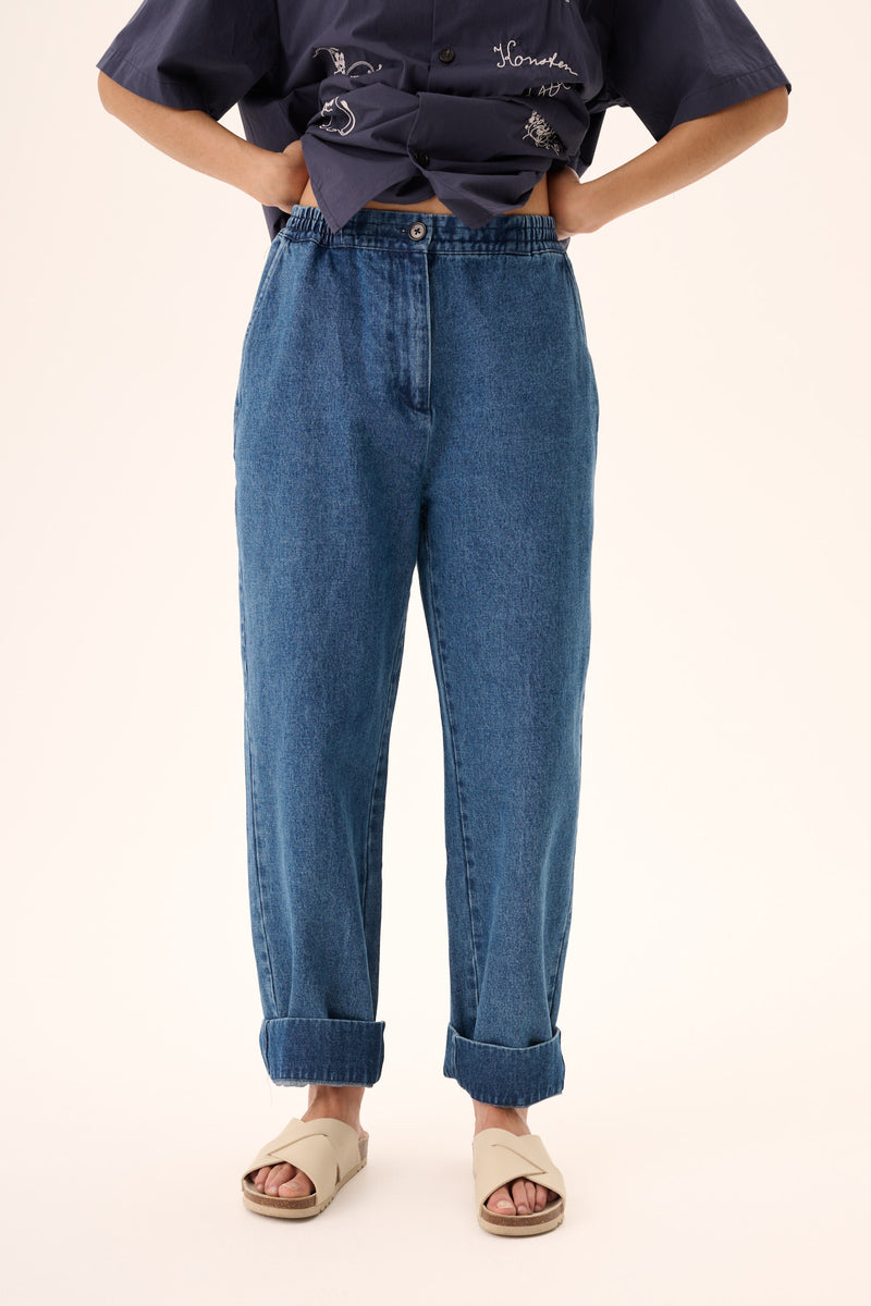 Rue de Tokyo PALLA WASHED INDIGO DENIM PANTS WASHED INDIGO