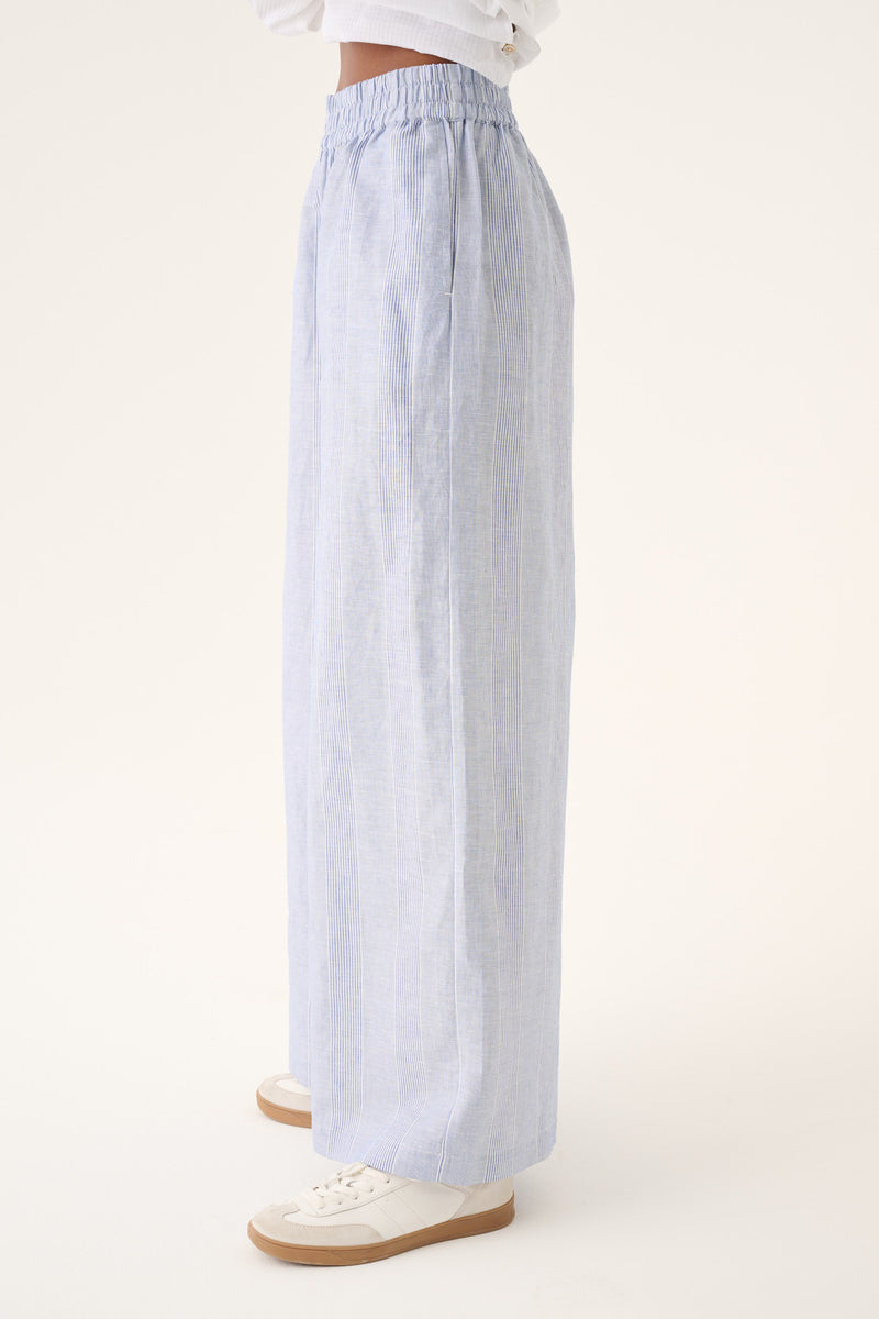 Rue de Tokyo PANDORA LIGHT LINEN STRIPE Pants BLUE DUAL STRIPE