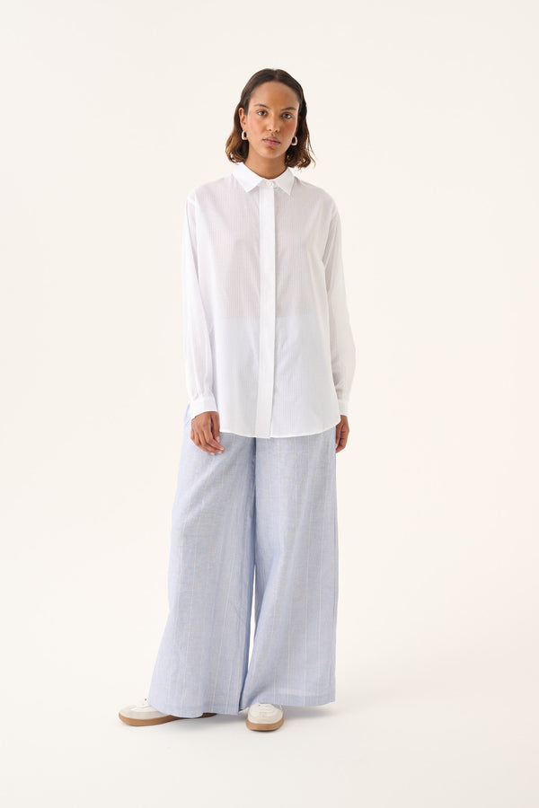 Rue de Tokyo PANDORA LIGHT LINEN STRIPE Pants BLUE DUAL STRIPE