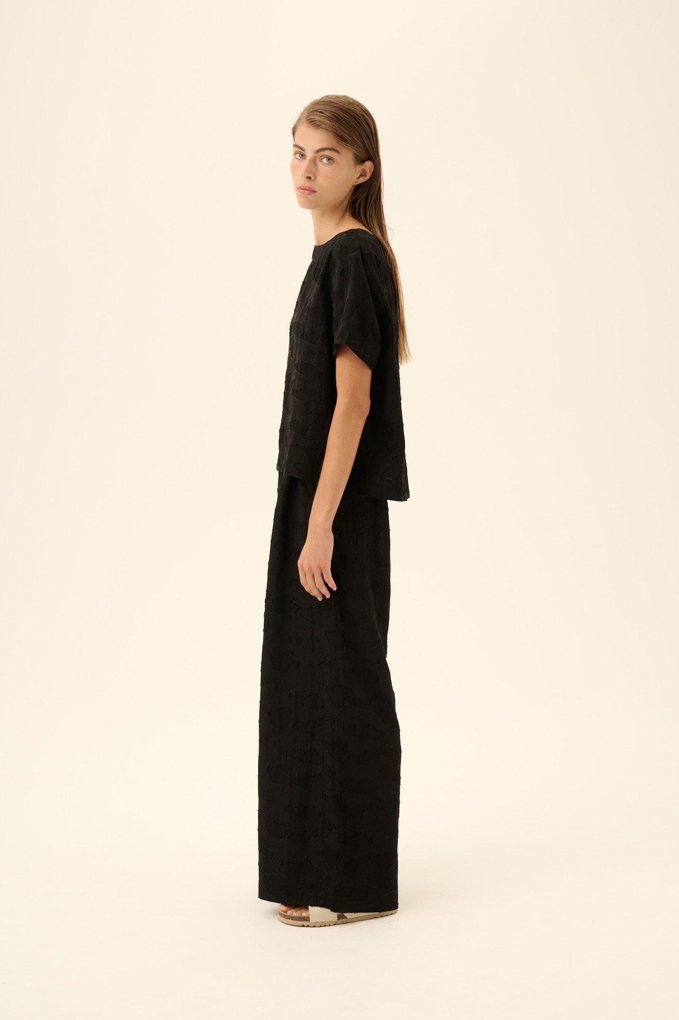 Rue de Tokyo PANDORA VISCOSE LINEN Pants BLACK