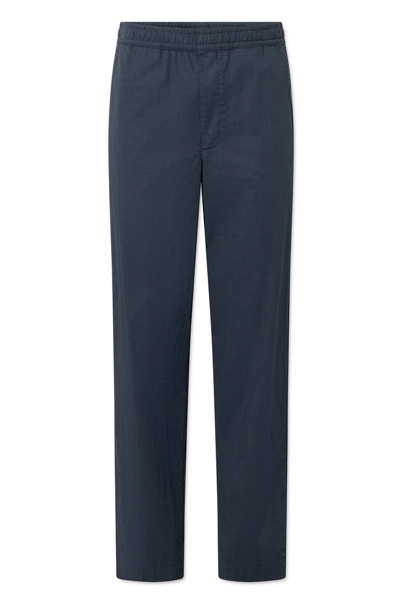 Rue de Tokyo PANOS PATTERNED LINEN STRIPE PANTS NAVY / LIGHT BLUE STRIPE