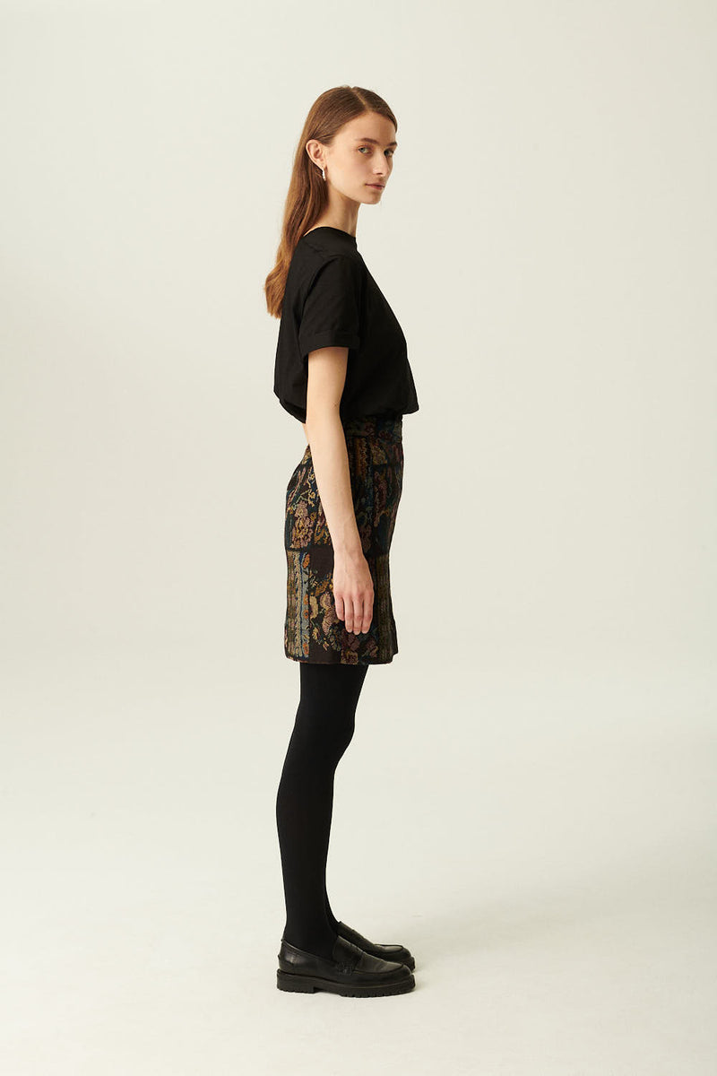 Rue de Tokyo PAPOLE TAPESTRY WOOL SKIRTS SOFT BLACK