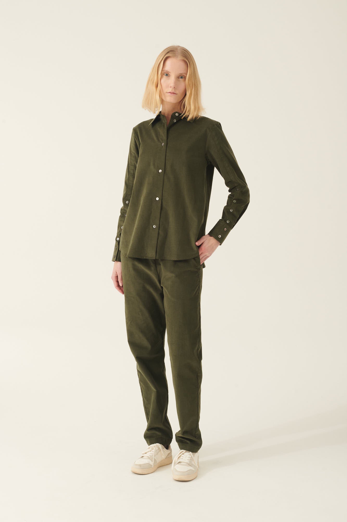 Rue de Tokyo PAREL BABY CORD GOTS PANTS MOSS GREEN