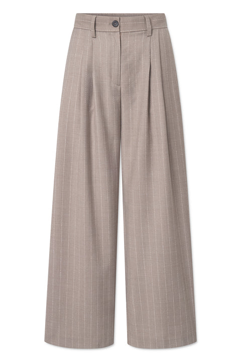 Rue de Tokyo PAULLETTA BROKEN WOOL STRIPE PANTS BROWN WHITE STRIPE