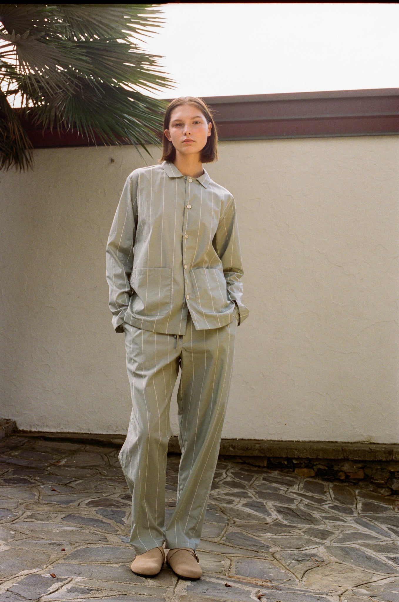 Rue de Tokyo PAXTON VENICE 60'S STRIPE PANTS LIGHT GREEN STRIPE