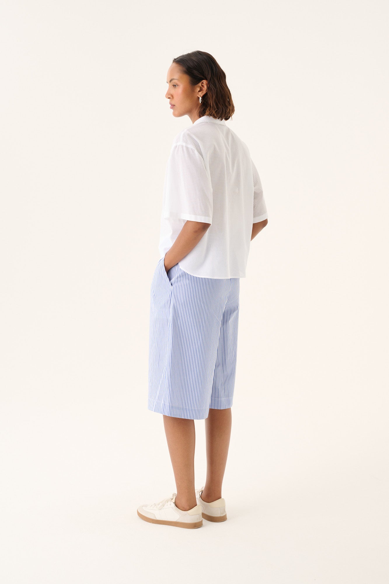 Rue de Tokyo PECHE COTTON STRIPE Shorts BLUE WHITE STRIPE
