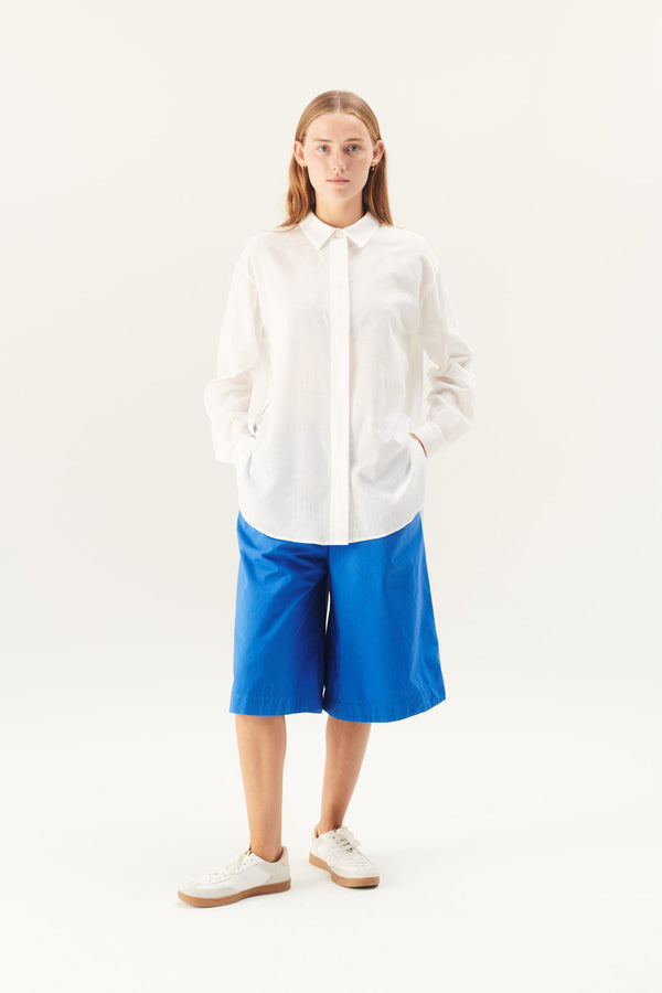 Rue de Tokyo PECHE ORGANIC GARMENT DYED POPLIN SHORTS LAPIS BLUE