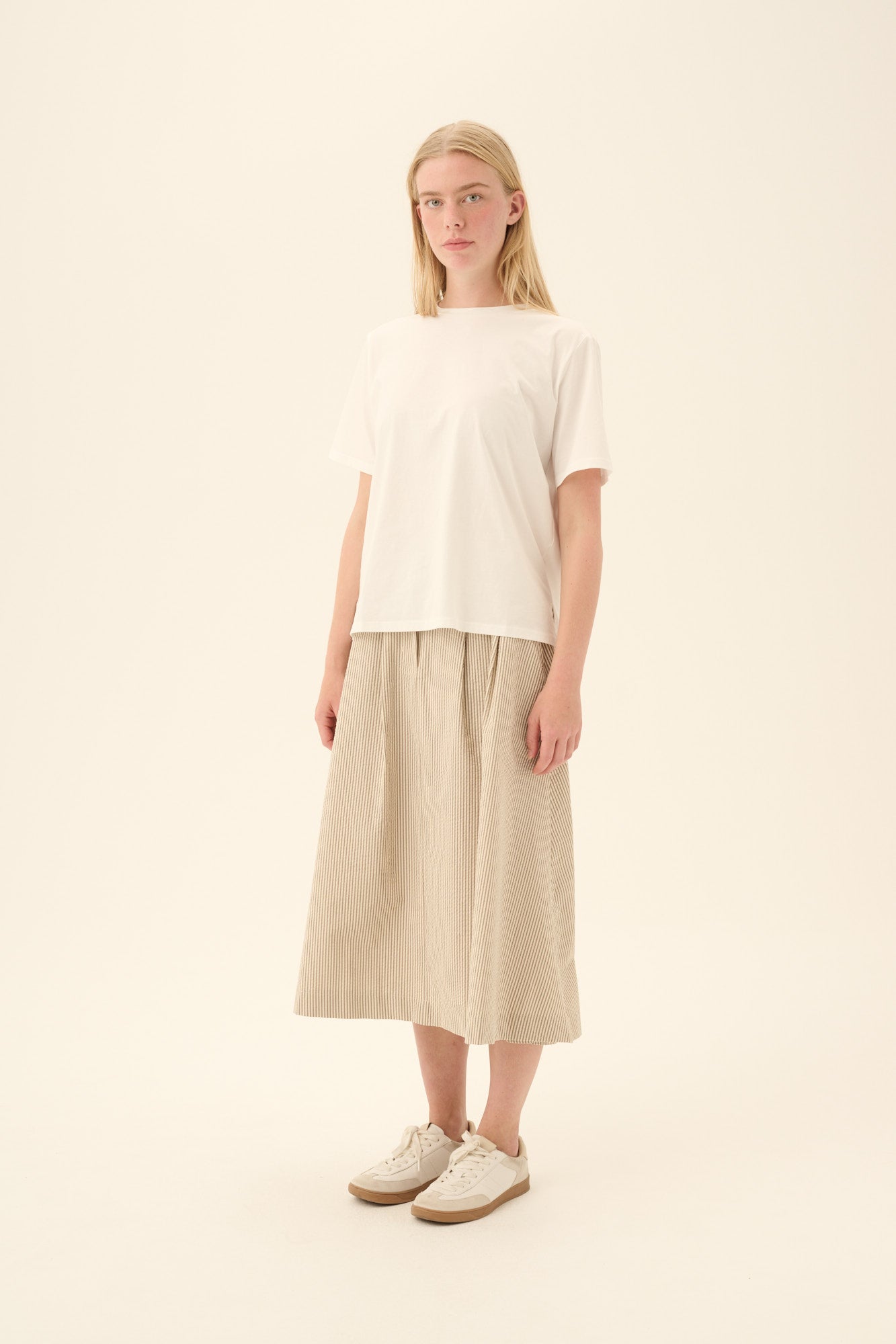 Rue de Tokyo PEN HEAVY SEERSUCKER STR Skirts BROWN STRIPE