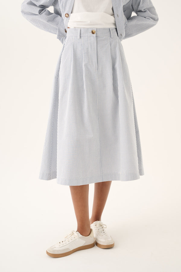 Rue de Tokyo PEN HEAVY SEERSUCKER STRIPE Skirts FADED BLUE STRIPE