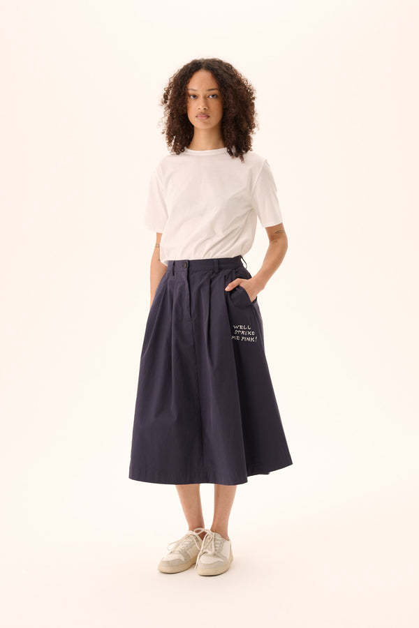Rue de Tokyo PEN MOOMIN COTTON TWILL SKIRTS NAVY CHALK EMBROIDERY