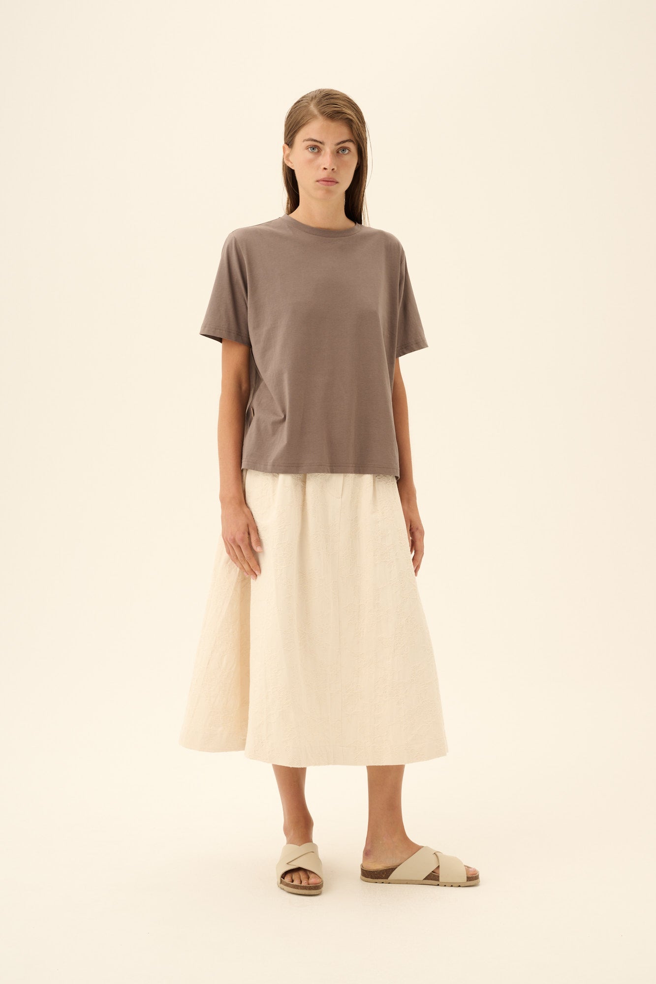 Rue de Tokyo PEN STRUCTURED FLOWER Skirts EGGSHELL
