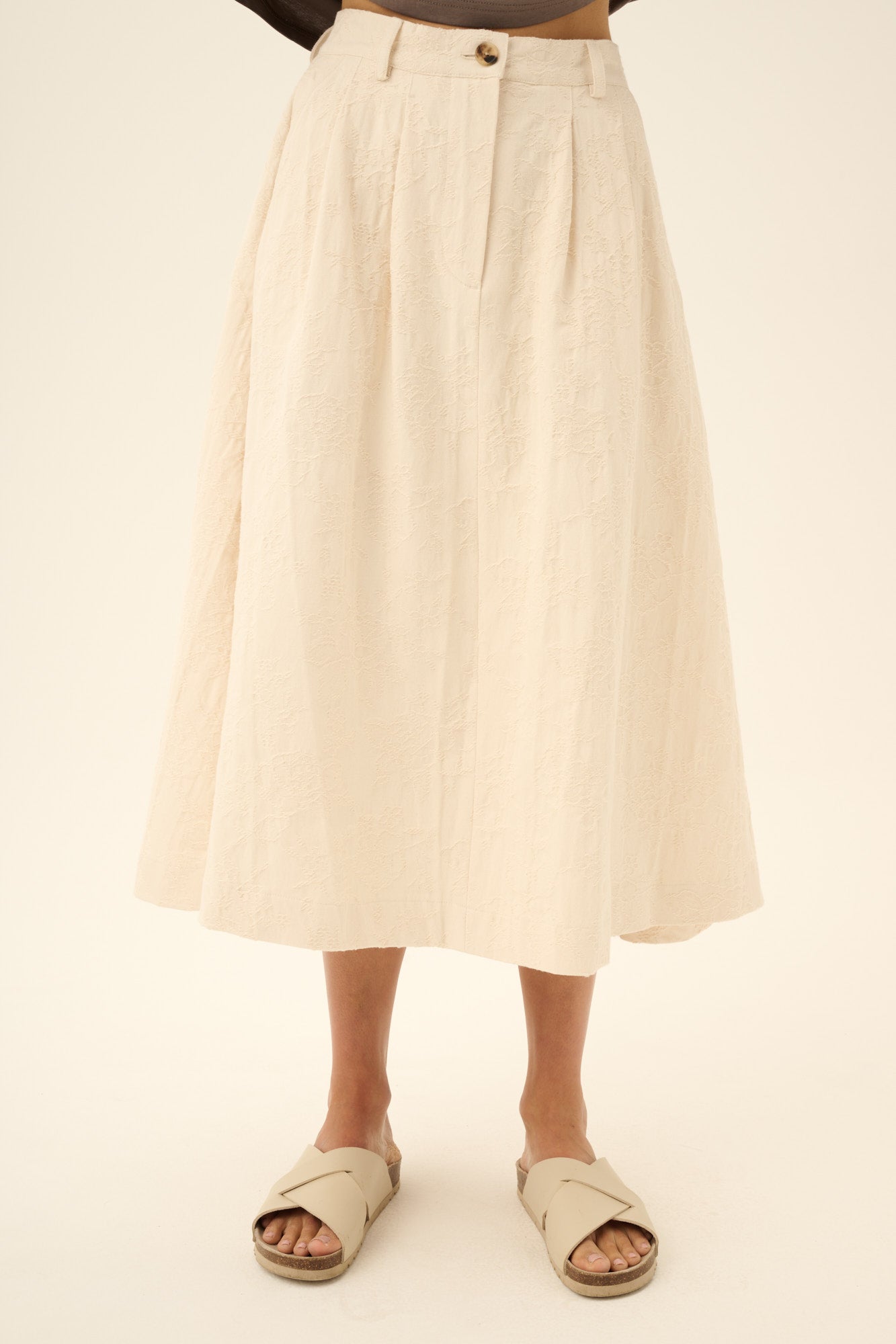 Rue de Tokyo PEN STRUCTURED FLOWER Skirts EGGSHELL