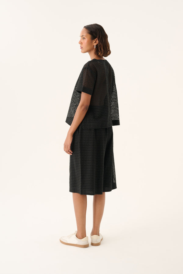 Rue de Tokyo PERLEY BRODERIE ANGLAISE Shorts BLACK