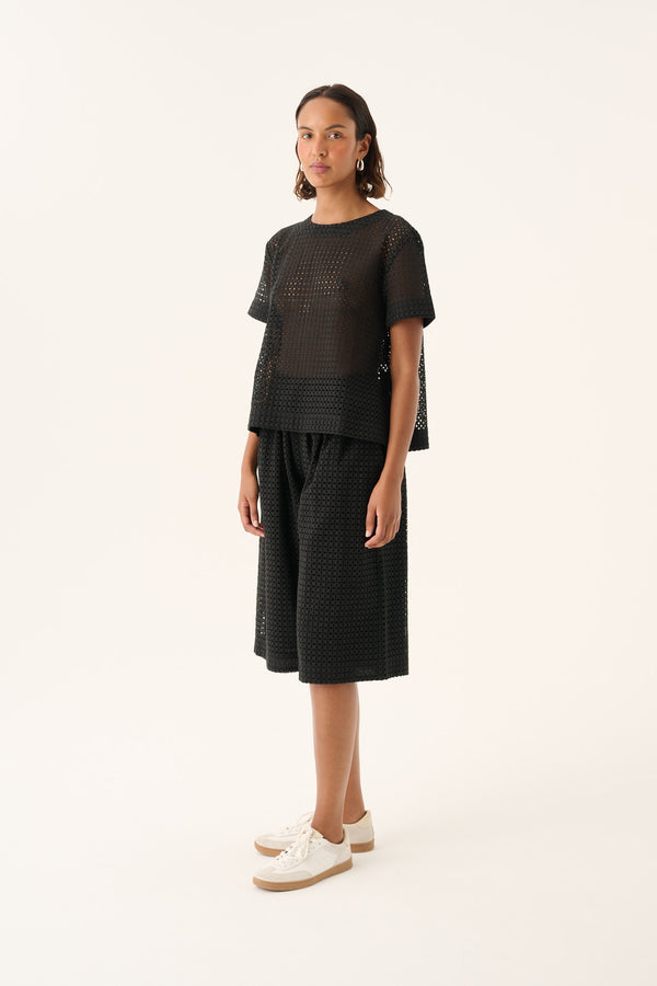 Rue de Tokyo PERLEY BRODERIE ANGLAISE Shorts BLACK